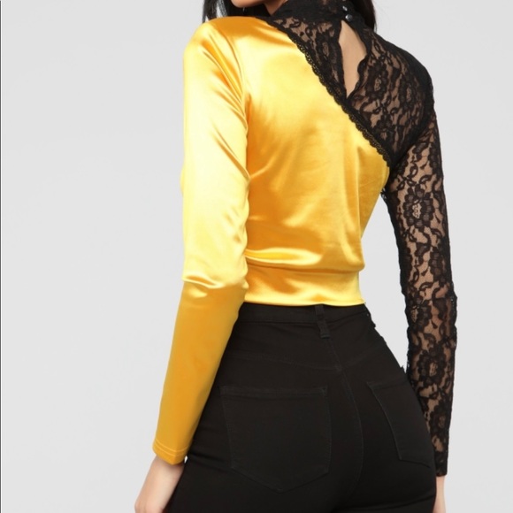 Fashion Nova Satin/Lace Crop Top - Picture 1 of 3